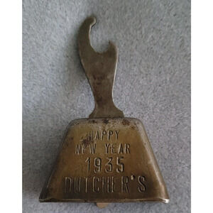 Brass Bell-DUTCHER'S Everette WN--Happy New Year 1935 Dutcher's, Pacific Hi-way